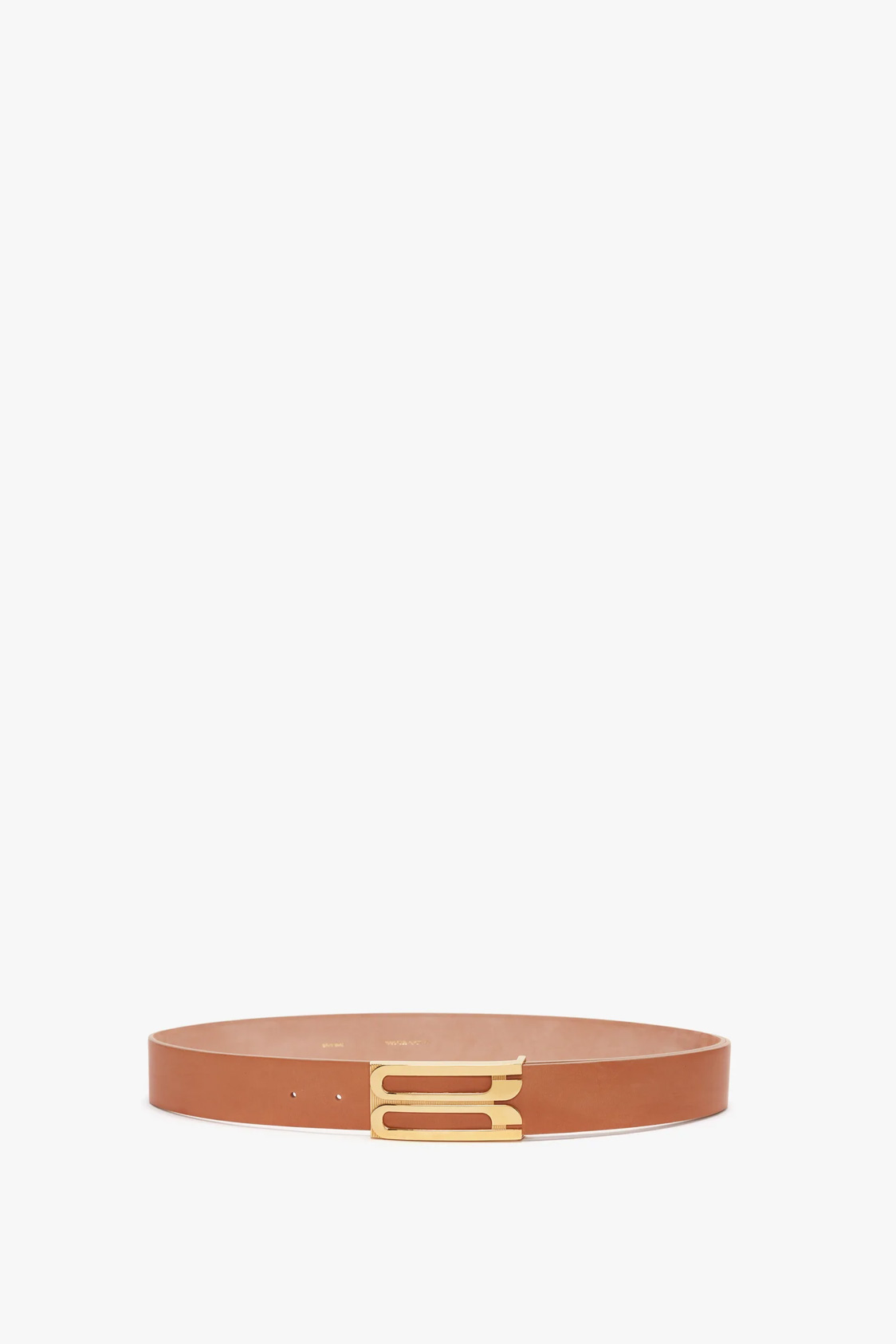 Jumbo Frame Belt In Orange Croc-Effect Leather